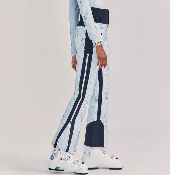 Bogner Fire + Ice X Loveshackfancy Lt.Blue Navy Floral Print Portia Ski Pants 10 - Picture 3 of 12